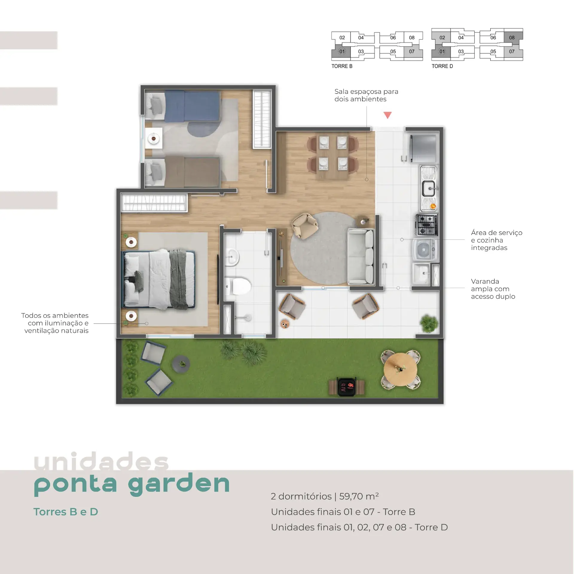 Ponta Garden | 2 dorms | Torres B e D
